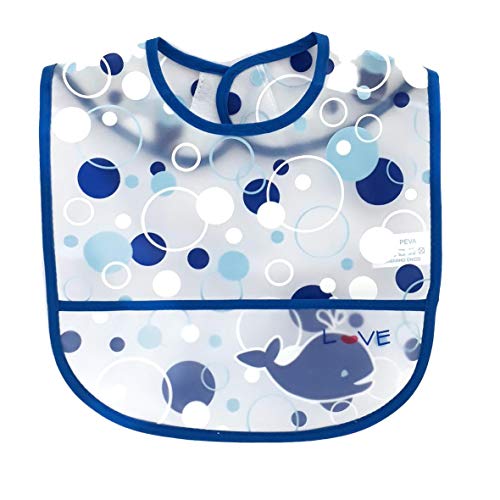 Love Babador com Bolso Baleia, Azul