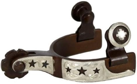 Showman Toddler Size Antique Brown Steel Silver Show Rowel Bumper Spurs with Cutout Stars