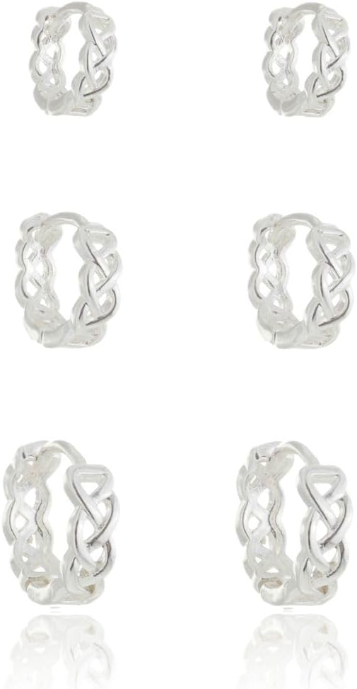 Kit Trio de Brinco com 3 Argolas Trançadas Douradas Folheado Ouro 18k