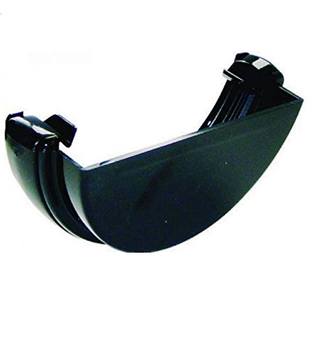 FLOPLAST 112mm Half Round Gutter External Stop End - Black, 112mm Gutter