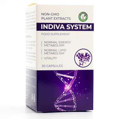 Indiva System, Complemento Alimenticio 30 Cápsulas, con Spirulina y Cafeína