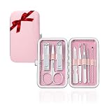 Nail Clipper Set, Travel Manicure Grooming Care Tools Kit: Fingernail Clipper & Toenail Pedicure Cutter, Mini Nail Trimmer Kit with Luxurious Case Gifts (Pink)