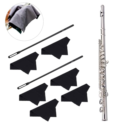 QIEIEI Flute Kits Flute Rod with Cloth Flute Swabs Flute Polishing Cloth Flute Stick Flute Cleaner