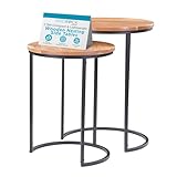 BIRDROCK HOME Wooden Nesting Side Tables - Mid Century Modern Stackable Coffee Table - Space-Saving Wooden End Table for Living Room, Bedroom, Centerpiece, Office, Balcony - Natural Mango Wood - 2 Set