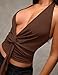 MISSACTIVER Women’s Sexy Halter Top Backless Wrap Twist Crop Tops Y2K Plunge Deep V-Neck Bandage Crop Tank Top Corset Cami Brown