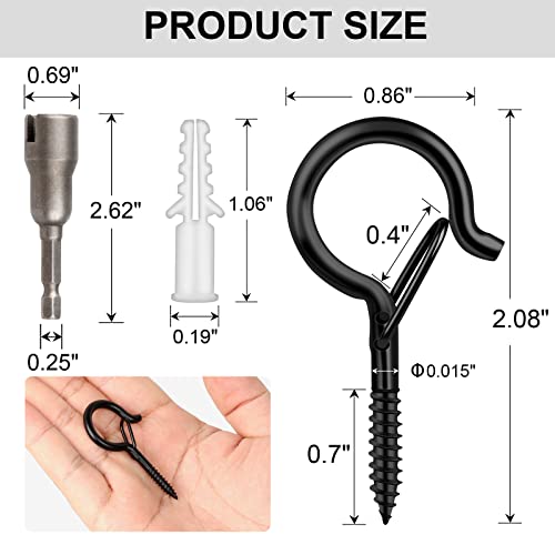 Fsah 36 Pcs Q-Hanger Hooks With Safety Buckle, Windproof Screw Hooks For Outdoor String Lights Hanging Christmas Lights thumb #4