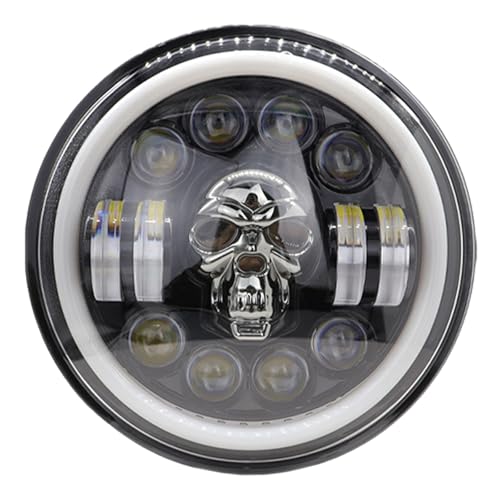 Phare pour moto LED crâne 60W optique haut de gamme en aluminium durable