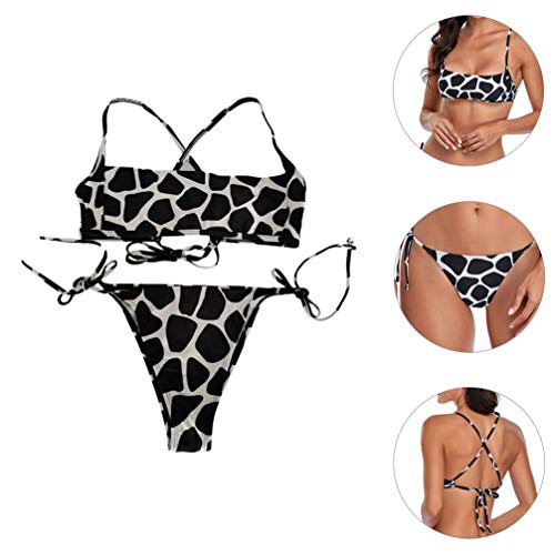 SOIMISS Mulheres Cinta Biquíni Top Maiô Fio Dental Maiô Fissão Swimwear (Preto- XL)