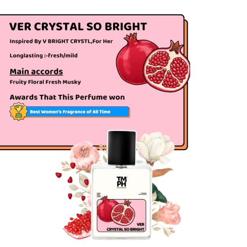 Image of TMPerfumehouse VER CRYSTAL SO BRIGHT EDP for Women | Floral, Fruity & Long Lasting Perfume Spray | Floral, Citrusy & Woody Fragrance | Luxury Gift for Her | TMPH | 50ml