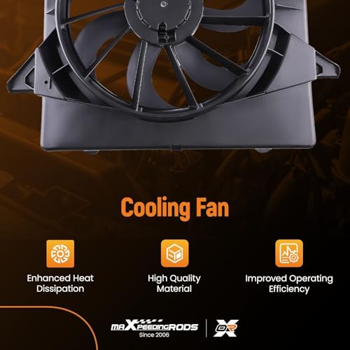 Image of maXpeedingrods Radiator Cooling Fan Assembly for Cadillac SRX Single Fan 2010-2016, 20883034 TYC622650 GM3115234