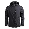 Waterproof Jacket Mens Lightweight Full Zip Windbreaker Outdoor Raincoat Detachable Hooded Softshell Rain Jacket Windproof Military Outerwear for Travelling Camping Running Hiking Black 4XL #1