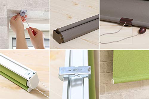 オーダー ロールスクリーン 防炎 遮光 サニースクーロ ライトグレー 幅175×丈110cm プルコード式 ホワイト [5]