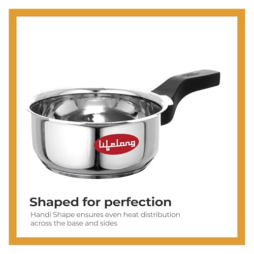 Image of Lifelong 2 Litre Triply Stainless Steel Pressure Cooker for Kitchen | 2.5mm Thickness | Gas & Induction Compatible | Fast & Even Heating | Spillage Control Lid |Easy to Clean Wide Base | BIS Certified