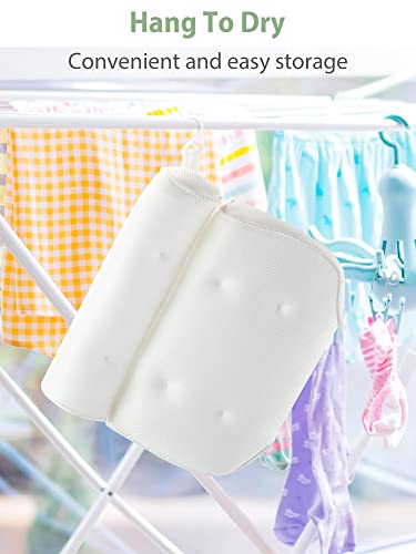 Heeta Bath Pillow, Extra Soft And Thick Bathtub Cushion For Soaking Tub - 3D Mesh Technology And 6 Suction Cups, Spa Bath Accessories With Neck, Head, Shoulder And Back Support Luxury Headrest (White) #TOP5