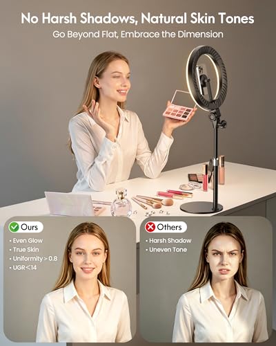 Image of Upgrade 10.5 inch Ring Light for Desk with Magnetic Phone Holder for Computer