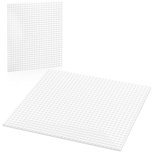 Image of Pokiiulk Classic White Baseplates, 32x32 Studs Square Base Plates for Play or Display Bricks Creations, Compatible with Classic Bricks, 10 inch x 10 inch, Pack of 2, Perfect for City Streets, Grounds