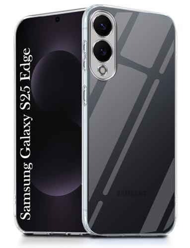 Image of Jkobi Silicone Back Cover Case for Samsung Galaxy S25 Edge (Clear Shockproof Case with Camera Protection | Soft and Flexible | Transparent)