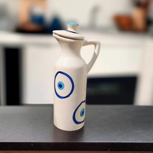 Image of MALAIKAH Ceramic Oil Dispenser Evil Eye Pack of 2 for Kitchen, Dining, Gifting, Home & Kitchen Decor