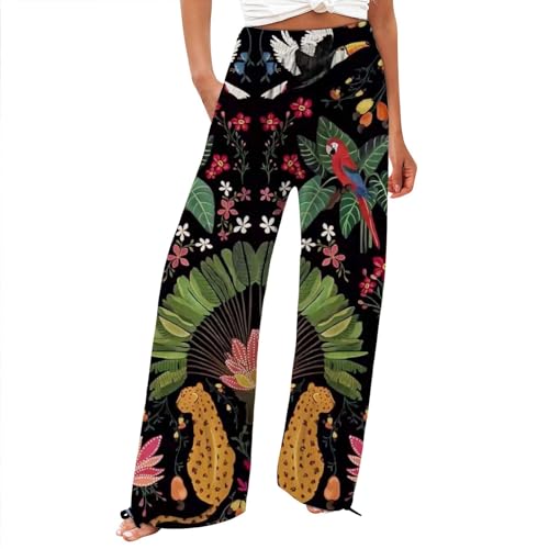 Women Linen Baggy Harem Pants Summer Work Pants with Pockets Elastic High Waist Paper Bag Drawstring Pants Cotton, D-black, XX-Large