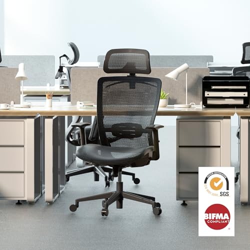 OC3B Sedia Ufficio Ergonomica Poltrona da Ufficio Poltrona Girevole Regolabile in Altezza, con Supporto Lombare per Poggiatesta e Funzione di Inclinazione - Sedia gaming - Immagine 7