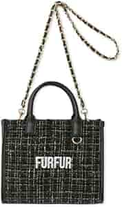 FURFUR 黒 ツイード ロゴトートバッグ FURFUR ツイードロゴトートバッグ ブラック