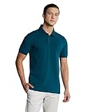 Symbol Premium Men's Cotton Stretch Solid Polo T-Shirt (Regular Fit | Pique Knit) (Teal Green_L) Amazon Deal