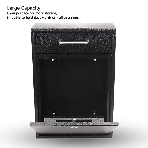 Kyodoled P0054 Steel Key Lock Mail Boxes Outdoor,Locking Wall Mount Mailbox,Security Lock Drop Box,Collection Boxes,16.2H X 11.22L X 4.72W Inches,Black X Large thumb #4