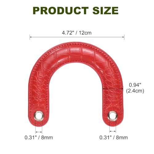 Anse en cuir rouge uxcell de qualité supérieure avec œillets pour sac - 3