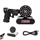Upgraded Gun and Target Alarm Clock with Gun Shooting Game Digital Shot Timer Alarm Clock Interactive Wake You Shoot Personalized LED Display Bedside Kids Adults Fun Gift Bedroom Office (Black)