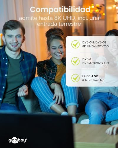 Miniatura 10 de Goobay 64874 Multiconmutador Satélite Multiconmutador Compacto 5 Entradas 8 Salidas 4k, 8k Uhd Dab Para 8 Participantes