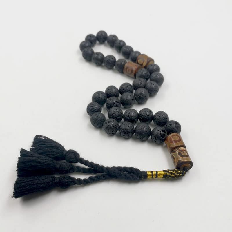 Miniatura 9 de ALBASHAN Negro Tasbih Hombres Piedra de lava de gran tamaño turco oración cuentas pulsera musulmana Natural volcánico Adha Eid regalo islámico