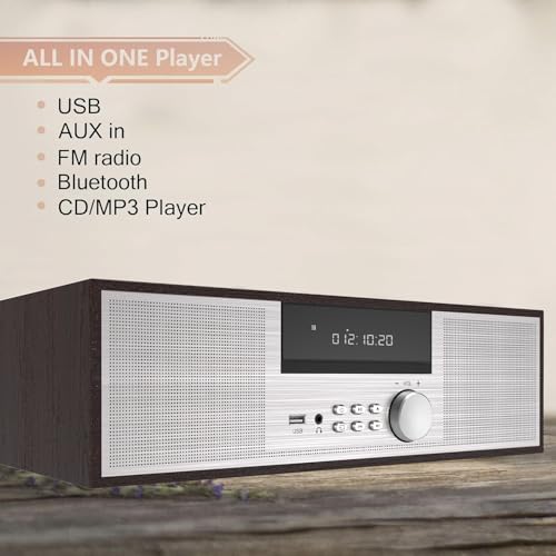 image for LONPOO Stereo Shelf System for Home, Vintage CD Player 40W RMS Micro M