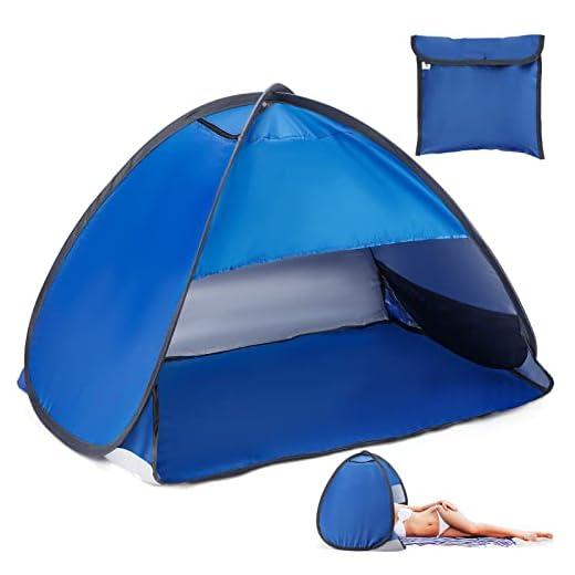 Yaskyly Tente de Plage Abri Soleil Pop Up Automatique Mini Tente, Protection UV Abri de Plage Instantané avec Sac de Rangement, Tentes d'appui-tête de Camping légère et étanche pour Le Camping