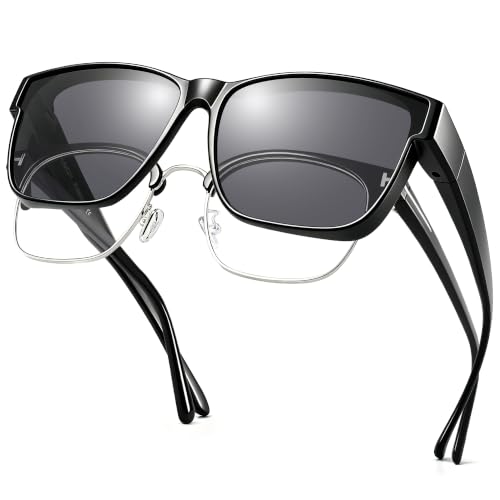 Image of URUMQI Polarized Sunglasses Fit Over Glasses for Men Women, Oversized Square Sun Glasses UV400 Protection