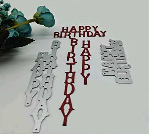 Mvchifay Cutting Dies For Card Making Layer Frame Set Metal Die-Cuts Scrapbooking Background Set Diy Craft Punch Template Embossing For Paper Album Décor (2 Pcs Happy Birthday-4.5X1.1Inches) #TOP2