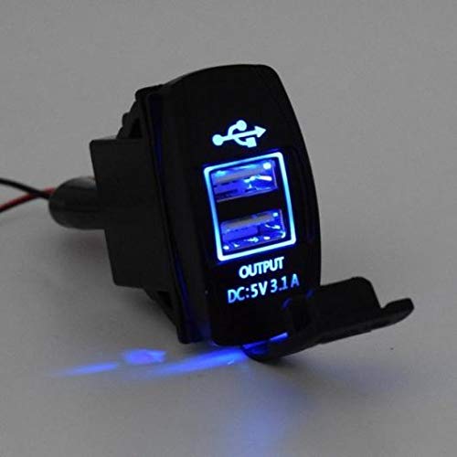 AL ユニバーサル デュアル USB カー 充電器電源 アダプタ 5V 3.1A 2 ソケット アプリ サムスン フィットホンダ トヨタ 日産 iPhone Blue Light AL-AA-7410-T004