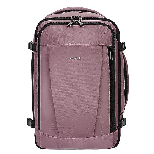 Ecohub Mochila De Cabina 40x20x25, 40x20x30, Para Viaje En Avion En Ryanair, 13 Compartimentos, Maletas De Viaje Mujer Y Hombre, Equipaje De Mano Para Debajo Del Asiento, 20l Rosa Ecohub Mochila De Cabina 40x20x25, 40x20x30, Para Viaje En Avion En Ryanair, 13 Compartimentos, Maletas De Viaje Mujer Y Hombre, Equipaje De Mano Para Debajo Del Asiento, 20l Rosa
