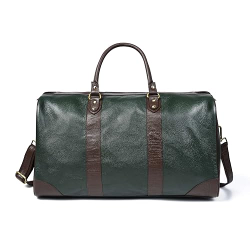 Adyan Leather Duffel Bag 20" Travel Carry on Weekender Luggage Overnight Bags for Women and Men (Green, 20 inch)2