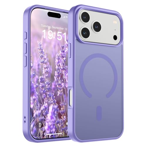 Image of SUPFINE Magnetic for iPhone 17 Pro Max Case (Compatible with MagSafe)(Military Grade Drop Protection) Translucent Matte Shockproof with Anti-Fingerprint Phone Cover,Purple