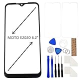 Front Screen Glass Outer Panel Lens Replacement +OCA Repair Tools Kit Compatible with Motorola Moto E(2020) E7(2020) XT2052-1 XT2052 XT2052-6 6.2inch Black Adhesive