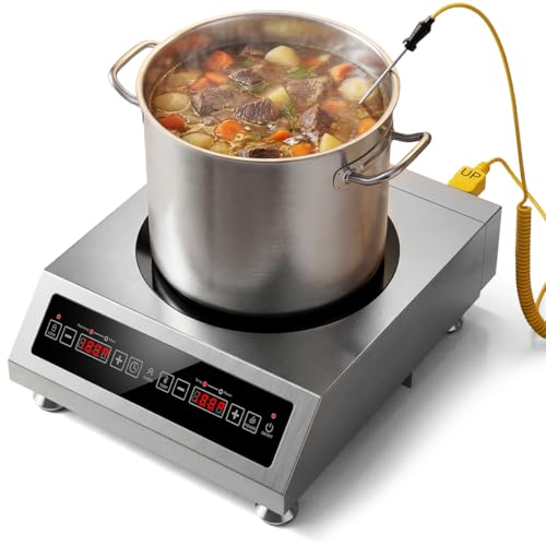 Glimstone 1800W Commercial Induction Cooktop & Countertop Burner with External Temp Probe, Heavy Duty Hot Plate, 100lb Weight Capacity, Temperature Adjustment for Home, Canning, Brewing & Restaurant
