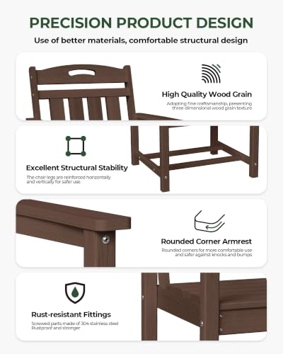 Image of Outdoor Patio Dining, All-Weather HDPE Chair Fade-Resistant, and Low Maintenance for Backyard, Garden, or Patio, Brown