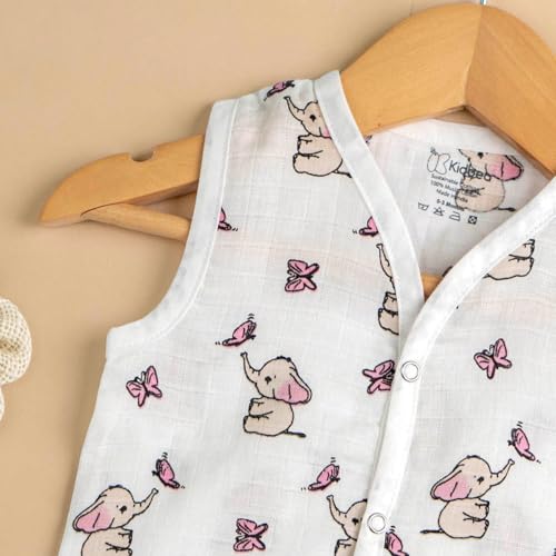 Image of Kidbea Newborn Baby Jhabla Muslin Cotton Clothes for Boys & Girls | Soft Breathable, Cute Printed Sleeveless Baby Wear with Button Closure