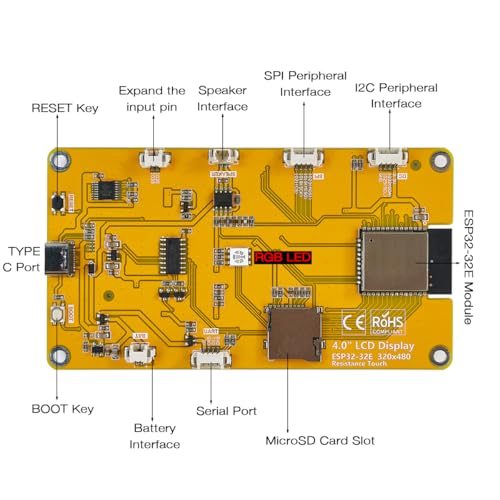 Hosyond 4.0'' 320x480 Touch Screen with ESP32-32E ESP32 Display with WiFi+BT, ST7796S Driver LCD TFT Screen Module for Arduino IoT - Image 4