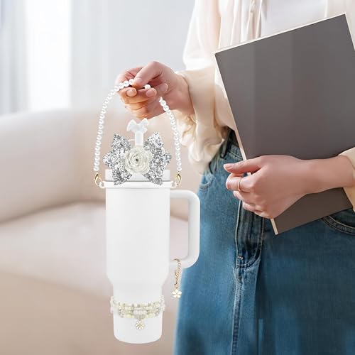 Hpebl 10PCS Flower Accessories for Stanley Cup 40oz&30oz Tumbler, White - image 4