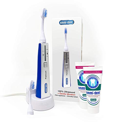 Emmi-dent Oral Waver Electric Toothbrush with 100% Ultrasound Technology. Ideal for Sensitive Teeth, Plaque Removal and More! Includes Nano-Bubble Toothpaste (Gentle Vibration Oral Waver Bundle)