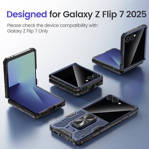 Image of VEGO for Galaxy Z Flip 7 Case with Built-in Privacy Screen Protector, Blue