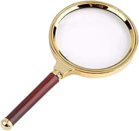 Lupa De Aumento De Luxo, Lente de Aumento 90mm, Zoom 8x, Para Leitura, Escolar, De Mão, Com Cabo Imita Madeira – Profissional