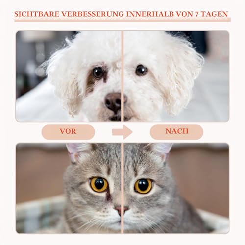 Tränenfleckentferner Kit für Hund & Katze mit Tränenfleckenbalsam, Tränenfleckenkamm, Pro Puderbürste, Augenpads, Sanfte Augenpflege - Reiniger zur Entfernung von Tränenflecken, Augenschmutz, Ausfluss
