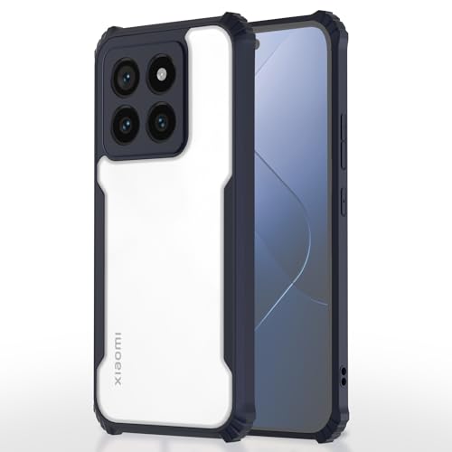 Image of Pikkme Mi 14 5G Back Cover | Crystal Clear Transparent Back | Ultra Hyrbid | Full Camera Protection | Raised Edge | Bumper Back Case (Blue)